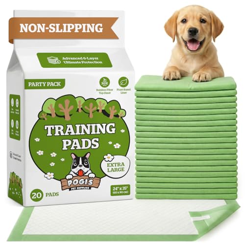 Pogi Trainingspads für Hunde – 60 × 90 cm, extra groß, umweltbewusst, für mittelgroße bis große Hunde – 20 Stück