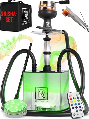 M. ROSENFELD Shisha Set Komplett To Go mit Tasche & Premium Zubehör – Kopf Set mit HMD, Mundstück, Aluminium Tauchrohr, Diffusor & Acryl Bowl Schwarz