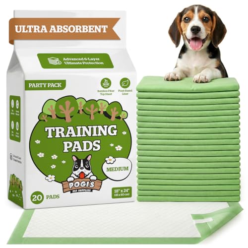 Pogi Welpenunterlagen – 45 × 60 cm, mittelgroß, umweltbewusst, für kleine Hunde – 20 Stück