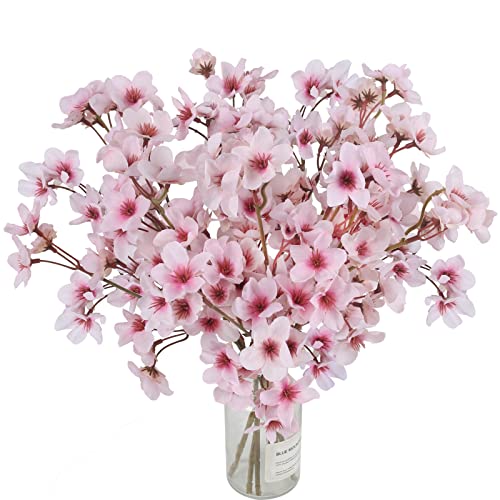 GGISUI 6 STÜCKE Kunstblumen Kirschblüten Deko Rosa Seidenblumen Kirschblütenzweig Sakura Deko Blumen für Hochzeitsdekoration, DIY Blumenarrangements, Party Balkon Garten Vase Frühlings Deko