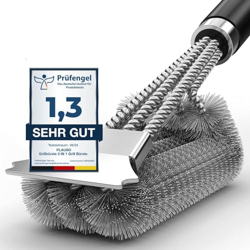 Grillbürste, Grill Reinigungsbürste Edelstahl Schaber, dichte Edelstahlborsten, Extra Langer PP Griff, für Gasgrill, Holzkohlegrill, Kugelgrill, Elektrogril, Grillrost