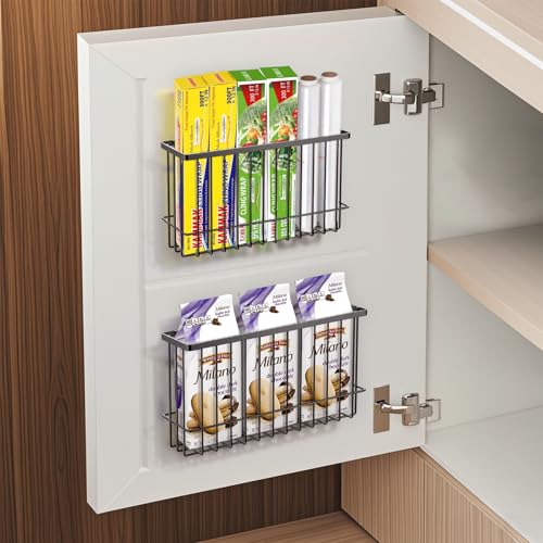 Pavlleen 2 Stück Küchenschranktür-Aufbewahrungsbox,Selbstklebendes Wandmontierte Aufbewahrungsbox,Küchenschranktür-Aufbewahrungsregal,Badezimmer/Schrank/Kleine Gegenstände Organizer Aufbewahrungsbox