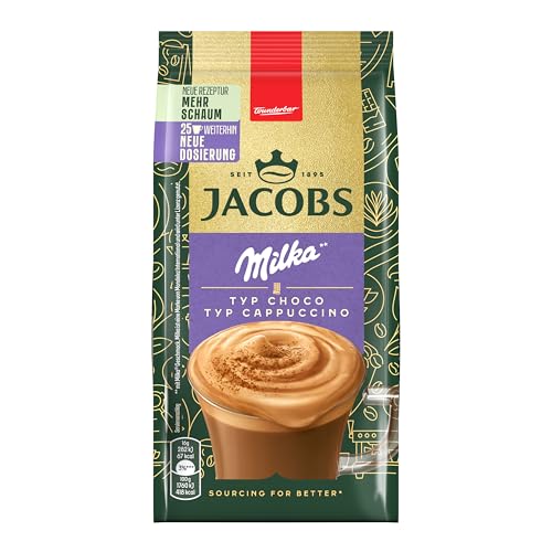 Jacobs Typ Cappuccino Choco Milka, Getränkepulver mit löslichem Bohnenkaffee, Instant Kaffee, für 25 Getränke, 400 g