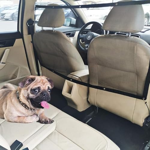 STARROAD-TIM 110 x 60 cm Hunde-Auto-Barriere für Haustiere, Rücksitz, Netz, Trennnetz für Hunde, mit verstellbarem Seil und Haken, geeignet für SUV-Pickup und kleine Autos