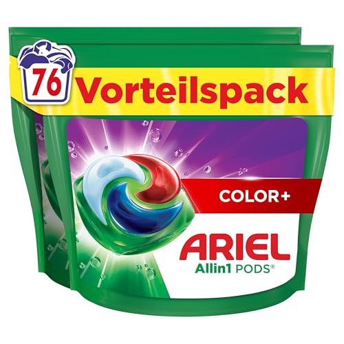 Ariel Waschmittel Pods All-in-1, Flüssigwaschmittel Kapseln 76 Waschladungen, Color+, Kraftvolle Fleckentfernung ab der 1. Wäsche