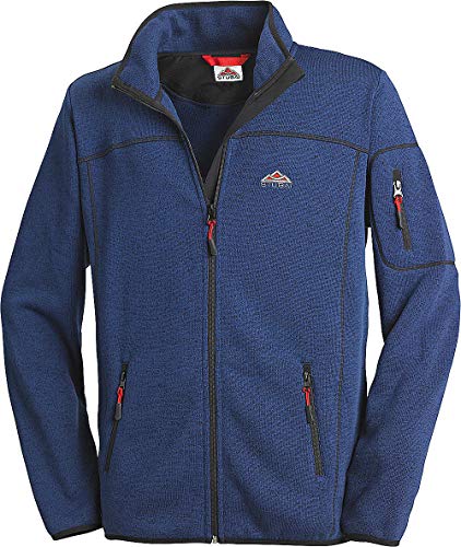 STUBAI Strickfleece-Jacke für Herren, Strickjacke mit Fleece Innenseite, Stehkragen & Reißverschluss, Outdoorjacke, Dunkelblau, Gr. XL