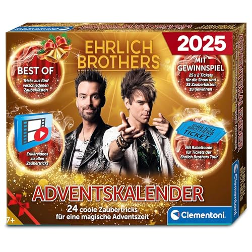 Ehrlich Brothers Adventskalender 2025 - Weihnachtskalender der Magie mit 24 Zaubertricks für Kinder ab 7 Jahren von Clementoni 59407