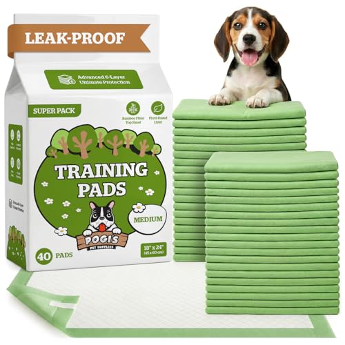 Pogi Welpenunterlagen – 45 × 60 cm, mittelgroß, umweltbewusst, für kleine Hunde – 40 Stück