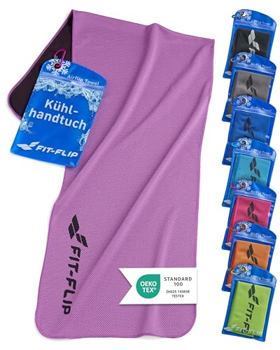 Fit-Flip Kühlendes Handtuch - Ice Cooling Towel und mikrofaser Kühltuch – kühlende Handtücher für Nacken und Hals - Airflip cool Towel für Fitness und Sport - Kühlhandtuch (Violet, 100x30cm)