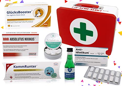 Longfair Geburtstag Geschenk | Aller-Erste Hilfe Set Geschenkbox, witziger Sanikasten | Das Original | Spaßgeschenk (ohne Altersangabe)