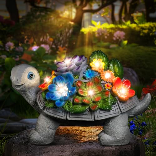 Linkax Geburtstagsgeschenk für Frauen Mama, Geburtstag Geschenke für Frauen Frau Freundin Mama Oma, Solar Gartenfiguren Schildkröte Gartendeko für Draußen Home Balkon Garten Deko mit 7 LED Licht