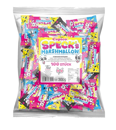 Capico Specks - gezuckerte Marshmellows, Wurfmaterial für Karneval und Fasching 100 Stück (300g) einzeln verpackt