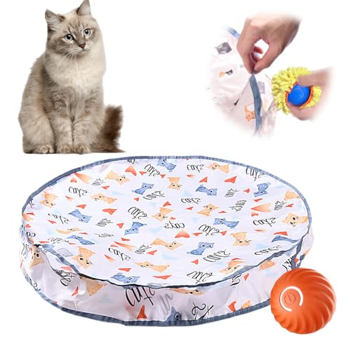 Interaktives Katzenspielzeug, 2 in 1 Simuliertes Interaktives Jagdkatzenspielzeug, Jagd Katzenspielzeug Spielmatte Doppelschicht Jagd Katze Matte Spielzeug für Stimuliert Jagdinstinkt (Weiß, Matt)