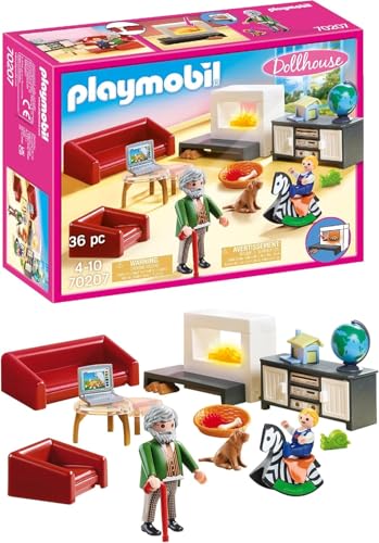 PLAYMOBIL Dollhouse 70207 Gemütliches Wohnzimmer, Mit Lichteffekt, Ab 4 Jahren