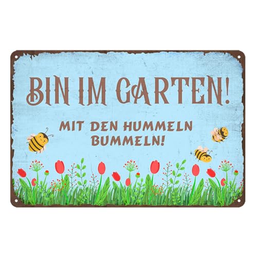 Retro Gartenschilder-Bin im Garten Schild,Metallschild Garten Vintage Dekoration für Balkon Terrasse Garten 20x30cm