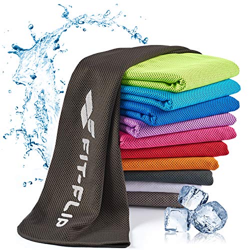 Fit-Flip Kühlendes Handtuch - Ice Cooling Towel und mikrofaser Kühltuch – kühlende Handtücher für Nacken und Hals - Airflip cool Towel für Fitness und Sport - Kühlhandtuch (schwarz, 100x30cm)