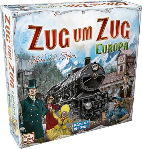 Asmodee, Zug um Zug – Europa, Days of Wonder, Grundspiel, Familienspiel, Brettspiel, 2-5 Spieler, ab 8+ Jahren, 30-60 Minuten, Deutsch