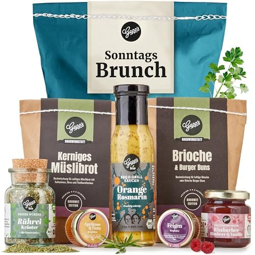 Gepp’s Feinkost Wundertüte Sonntags-Brunch I Geschenkset mit Delikatessen wie Aprikose & Yuzu und Feige-Fruchtaufstrich I Geschenk mit Köstlichkeiten für ein perfektes Frühstück