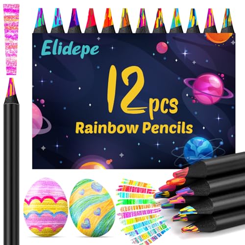 Elidepe Buntstifte Kinder, Einschulung Mädchen, 12 Farben Regenbogenstift, Schultüte Füllung, Mitgebsel Kindergeburtstag, Geschenke für Mädchen, Bastelset Kinder ab 6 Jahre,Geschenk Einschulung Kinder