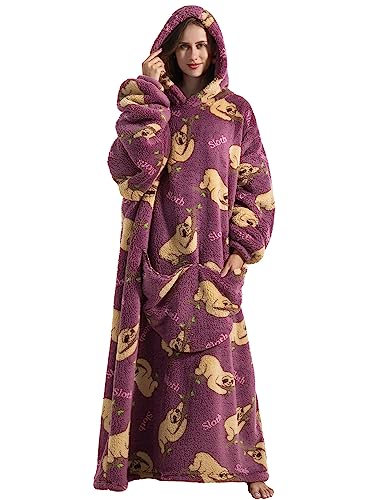 JOREAY Lange Hoodie Decke mit Ärmeln für Damen Herren, Kuschelig Deckenpullover, XXL Übergroße Deckenhoodie Kuschelhoodie