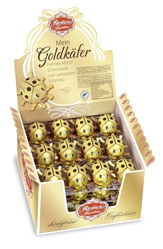 Reber Mein Goldkäfer – Schoko-Glückskäfer aus Alpenmilch-Schokolade. Feinste Milch-Chocolade von zartem Schmelz. Das perfekte Geschenk für Neujahr und Weihnachten 15g