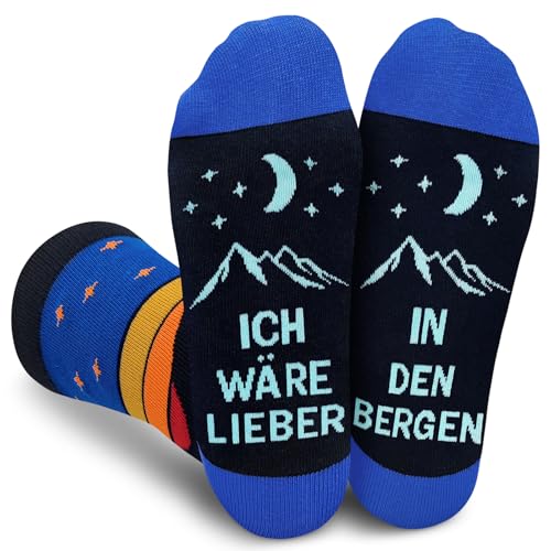 Gemtte Socken Geschenke für Männer, Lustige Socken mit Spruch Ich Würde Lieber, Geschenk für Papa Opa Freund Bruder Jungs (Bergsteigersocken)
