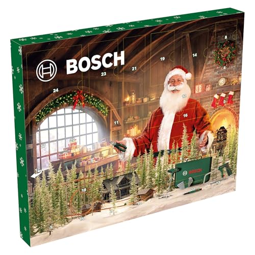 Bosch 41-tlg. Adventskalender 2025 (Set mit Bügelsäge, Bit-Schraubendreher mit T-Griff, Schraubendreherbits, Aufbewahrungstasche, Zubehör Handwerkzeug)