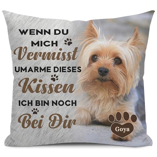 Alienc Personalisierbares Gedenkkissen für Hund oder Katze – Erinnerungs-Geschenk bei Verlust eines Haustiers – Optional mit Füllung – Personalisiertes Trauerkissen
