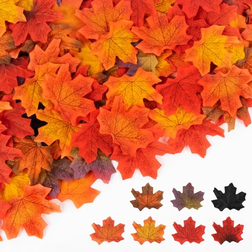 MAQIHAN 350PCS HerbstbläTter Deko - Herbstdeko Innen Outdoor Aesthetic Autumn Fall Decor Herbst BläTter Girlande Herbst KüNstliche BläTter Deko Fenster Halloween Erntedankfest Herbstdeko Tisch