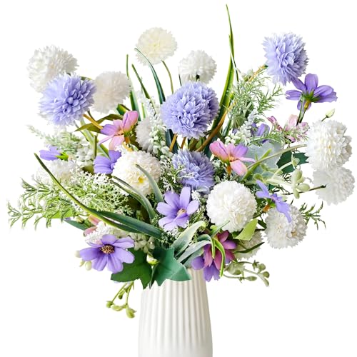 YMIFEEY Kunstblumen wie Echt Künstliche Blumen Frühling Wildblume Blumenstrauß Künstlich Seidenblumen Fake Blumen Pflanzen Zweige Deko Artificial Flowers für Zimmer Tisch Draußen, Als Geschenk (Lila)