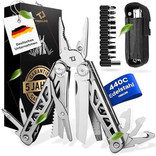 TREKLINE Multitool [440C Edelstahl] Outdoor Camping Survival Multitool Werkzeug Messer, Überlebensmesser, Taschenmesser, Multifunktionswerkzeug, Multi Tool, Multifunktionsmesser (Breath F27)