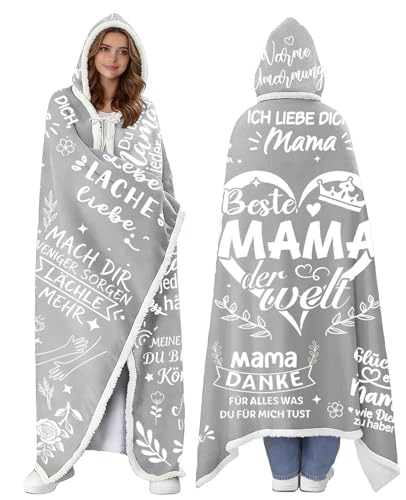 AJIYUEOU Muttertagsgeschenke für Mama, Geburtstagsgeschenk Decke mit ärmeln für Mama, Beste Mutter Geschenk von Tochter Sohn,Geschenke Mutter zum Ostern Muttertag Geburtstag Weihnachten