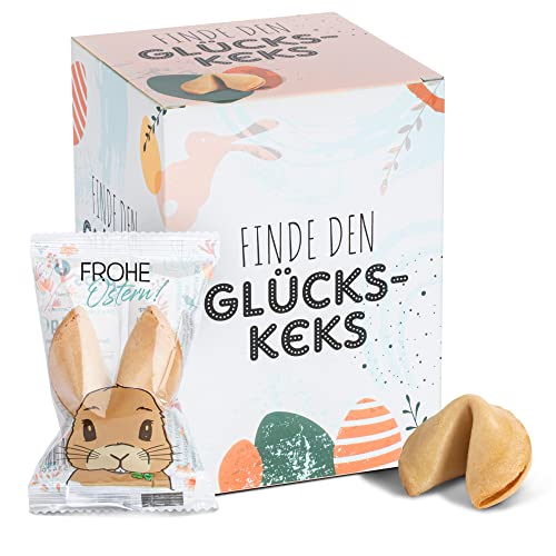 FOOD crew 12x Glückskekse Ostern - Ostersüßigkeiten - Glückskeks Einzeln Verpackt - Glückskekse mit Sprüchen Deutsch - Ostergeschenke - Vegane Süßigkeiten - Ostern Mitgebsel - Ostern Geschenke Kinder