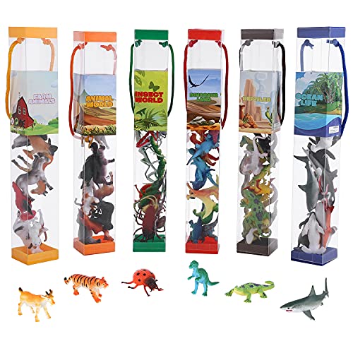 FLORMOON Tierfiguren, 74 Stück Realistisch Mini Dinosaurier Insekt Sea Farm Reptile Wild Jungle Tierspielzeug, Frühes Lernspielzeug Geburtstag Party Kuchendeckel Geschenk Für Kinder
