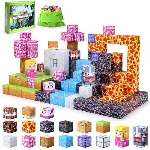 Mexgcom Magnetische Bausteine, 84 Stück Magnetic Building Zauberportal Set, Magnetische Bausteine Spielzeug Kinder, Magnetische Kleinkindspielzeug Spielzeug für Jungen und Mädchen ab 3 Jahren