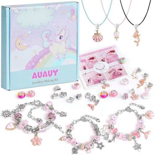 AUAUY Geschenke für Mädchen, Armbänder Selber Machen Bastelset Kinder ab 6 Jahre, Adventskalender Füllung Weihnachtsgeschenke für Kinder Nikolaus Geschenk Mädchen 4 5 6 7 8 9 10 11 12 Jahre
