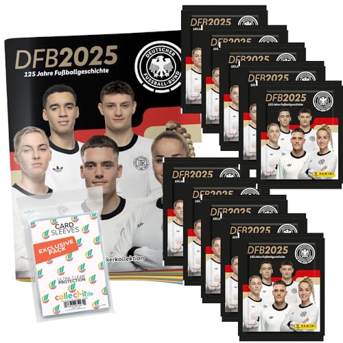 Bundle mit DFB 2025-125 Jahre Fußballgeschichte - Sammelsticker - 1 Album + 10 Tüten + Exklusive Collect-it Hüllen
