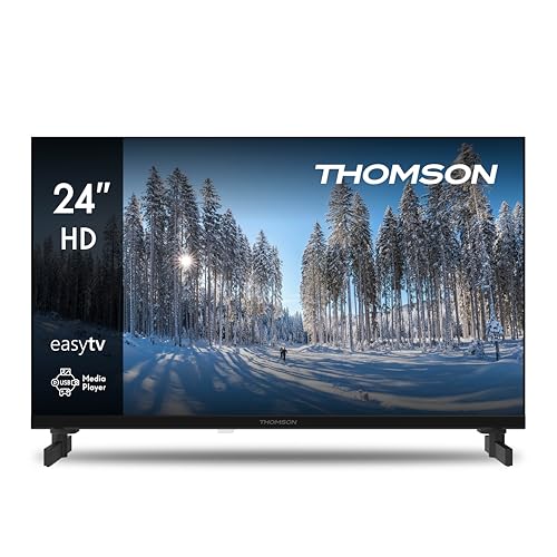 Thomson 24 Zoll (60 cm) HD Easy TV, LED Fernseher (Ohne Smart-TV), Triple-Tuner (DVB-T2/C/S2), Dolby Audio, Hotel-Modus, Multimedia-Player, Beleuchtete Fernbedienung, 3X HDMI, 24HD2S13