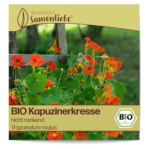 Samenliebe BIO Kapuzinerkresse Samen alte Sorte nicht rankend 10 Samen samenfestes Blumen Saatgut für Garten Freiland und Balkon BIO Blumensamen