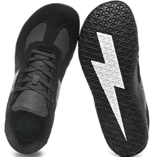 ziitop Barfußschuhe Sneaker Damen Herren mit Breite Zehenbox Schwarz 46 EU