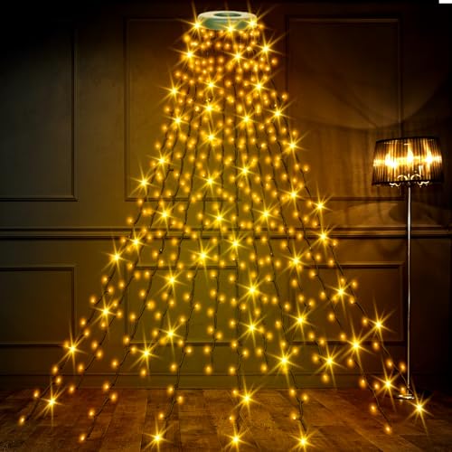 Withosent Lichterkette Weihnachtsbaum, 2M 400LED Christbaumbeleuchtung mit Ring, Lichterkette IP44 Speicherfunktion Wasserdicht 8Modi Christbaumbeleuchtung für Weihnachtsdeko Außen Innen-Warmweiß