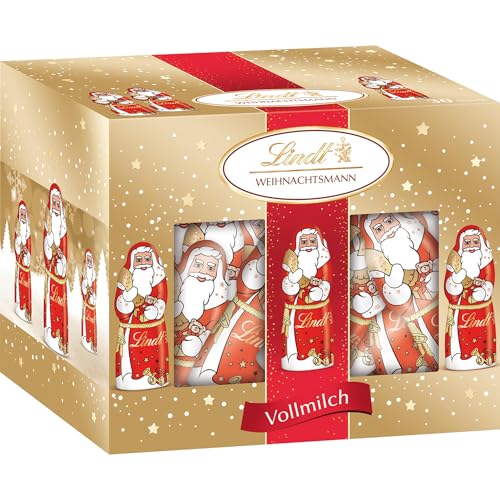 Lindt Schokolade | Mini Santa | 200 g | 20 Mini-Weihnachtsmänner aus feinster Vollmilch Schokolade | festliches Schokoladen-Geschenk zu Weihnachten für die ganze Familie