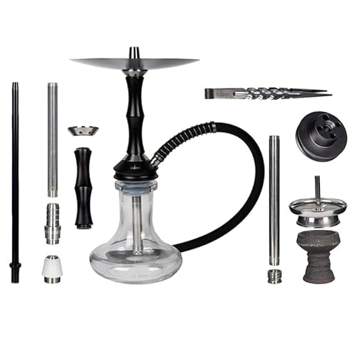 Heavensent Black Phantom Shisha Set Hookah Komplettset Black | Wasserpfeife Silikonschlauch Alu Mundstück Steinkopf Set