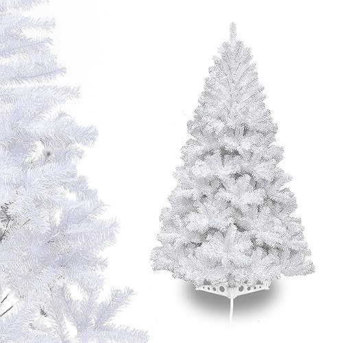 Ansobea Weihnachtsbaum künstlich 120cm Künstlicher Weihnachtsbaum Plastik unechter Tannenbaum 200 Spitzen,Schnellaufbau Klapp,Feuerresistent,inkl.Robuste Christbaum Ständer,weiß