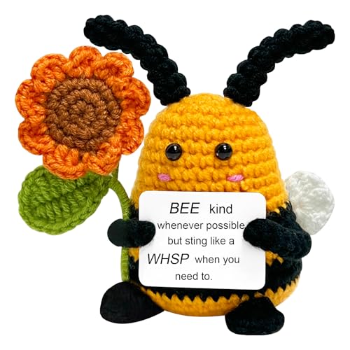 Mini Lustiges Positives Gestricktes Bienentier - Abschiedsgeschenk für Kollegen, Passendes Kleines Geburtstagsgeschenk für Frauen, positives Geschenk