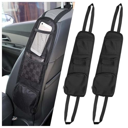 ElevaPulse 2 Stück Auto Organizer, Aufbewahrungstasche Faltbare Autositz Seitenorganisator aus 600D Oxford-Tuch + Mesh, Auto Gadgets