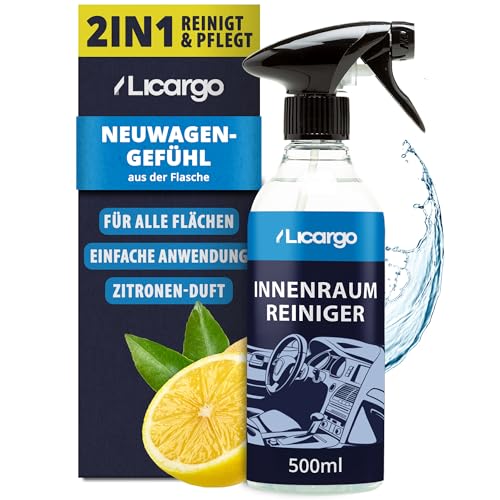 LICARGO Innenraumreiniger Auto 500ml - Neuwagen-Frische in Minuten - Kraftvoll & schonend - Cockpit Reiniger für Kunststoff, Leder & Armaturen - Polsterreiniger, Auto Innenraum Reiniger, Cockpitspray
