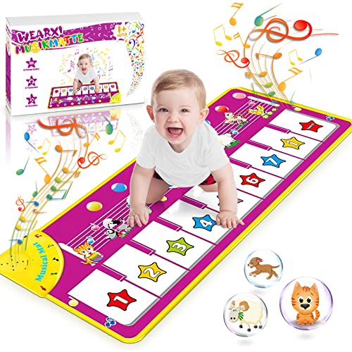 WEARXI Baby Spielzeug ab 1 Jahr Musikmatte, Ostergeschenke Kinder, Kinderspielzeug ab 1 Jahr, Geschenk 1 Jahr Junge Mädchen, Weihnachts Geschenke für Mädchen, Klaviermatte Tanzmatten