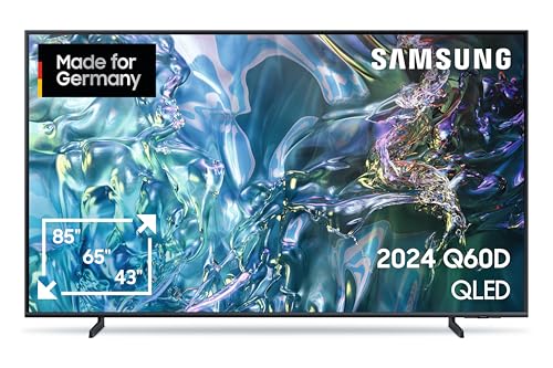 Samsung QLED TV 4K Q60D Fernseher 43 Zoll (108 cm), Fernseher mit Cloud-Gaming Hub, 60Hz HDR-Panel, 4K Upscaling, Tizen OS, Smart TV, Alexa, Knox Security, 3D Surround Sound & Q-Symphony [2024]