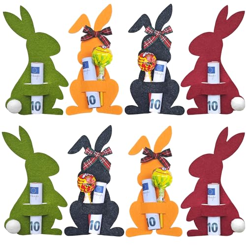 YBwanli Geldgeschenk Ostern Verpackung,Ostergeschenke Erwachsene/Kind,Perfekt zum Verpacken von Ostergeschenken mit Geldscheinen, Bunte Geldgeschenkverpackung mit Hasen-Dekoration für Osternester